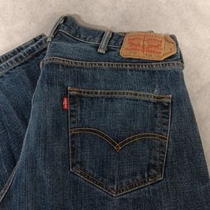 Levi's 501 Blue Jeans 38x32 Dark Wash Straight Leg Button Fly